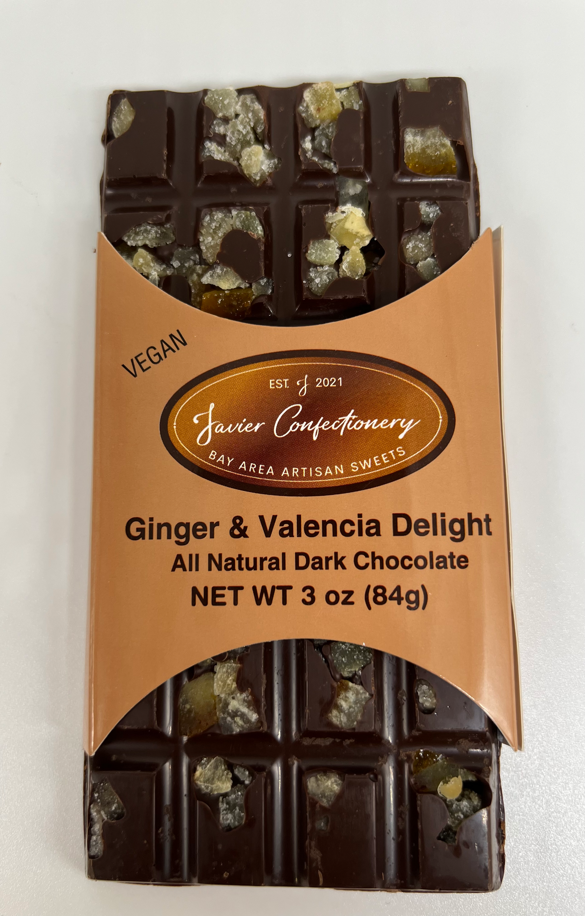 Ginger & Valencia Delight Chocolate Bar – Preston's Candy Ginger & Valencia Delight Chocolate Bar – Preston's Candy