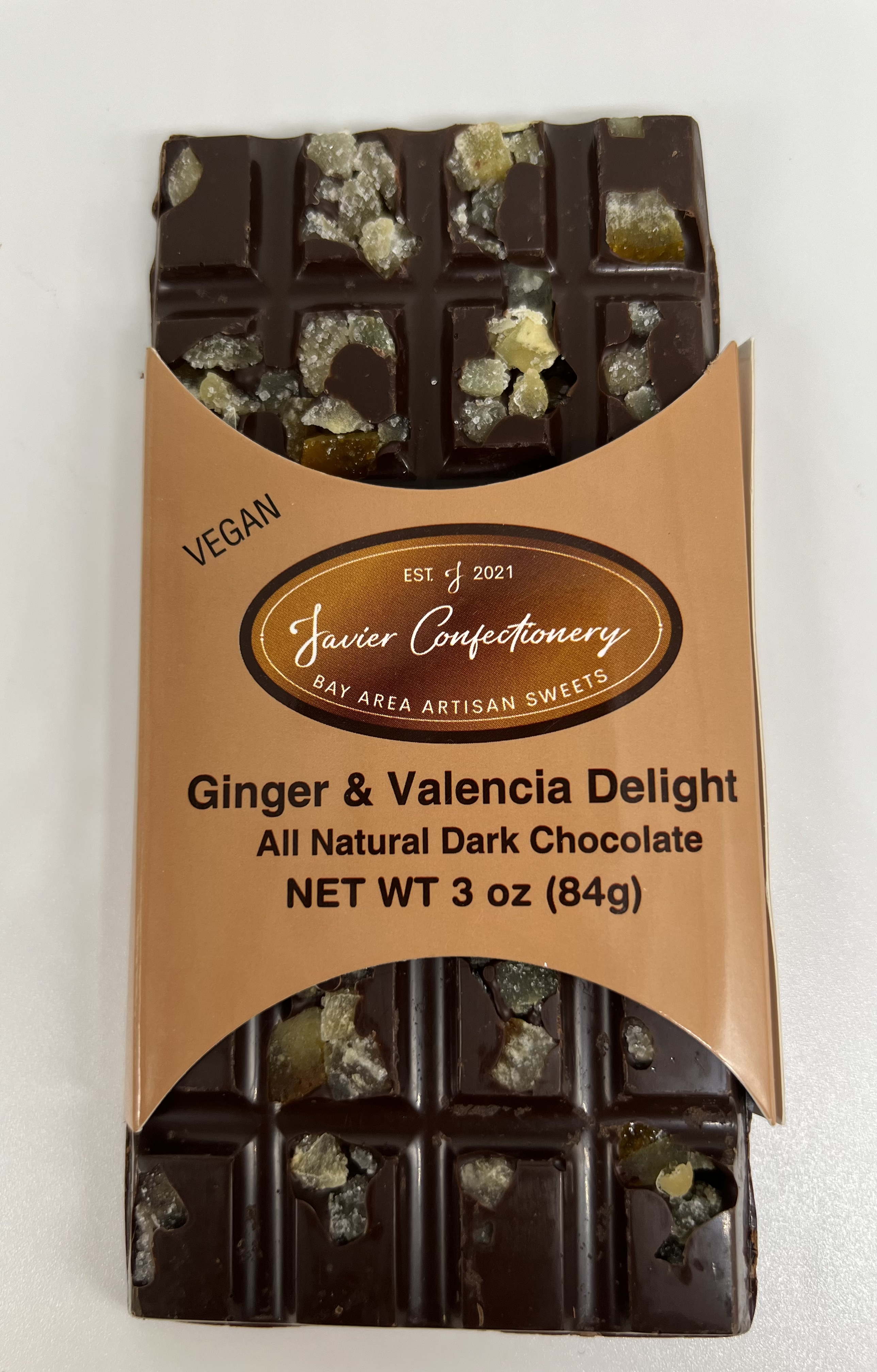 Ginger & Valencia Delight Chocolate Bar – Preston's Candy Ginger & Valencia Delight Chocolate Bar – Preston's Candy